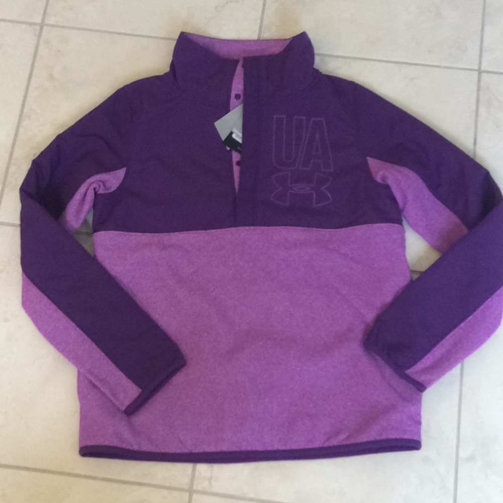 UNDERARMOUR GIRLS PHENOM FLEECE 1/2 SNAP JACKET - Picture 3 of 6